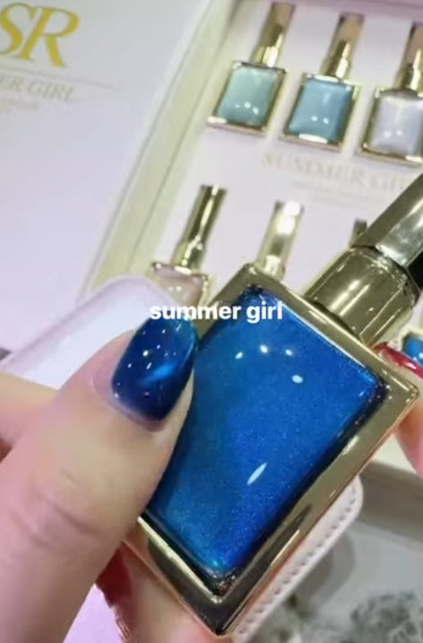 SRsummergirl Ocean Mermaid Cateye Gel Polish Set 8 Colors Summer Beach Vacation Cat Eye Nail Kit